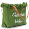 fransen shopper xl – damen tasche baumwolle grün – summer vibes fransen shopper xl – damen tasche baumwolle grün – summer vibes