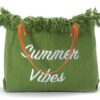 fransen shopper xl – damen tasche baumwolle grün – summer vibes fransen shopper xl – damen tasche baumwolle grün – summer vibes
