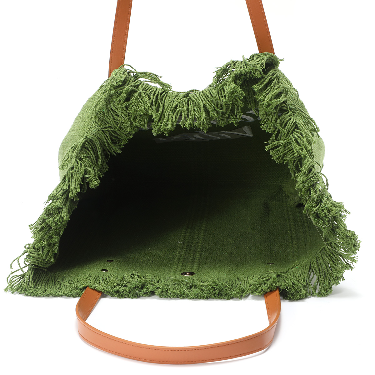 fransen shopper xl – damen tasche baumwolle grün – summer vibes