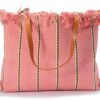 fransen shopper xl – damen tasche baumwolle pink – strandtasche groß mit henkeln fransen shopper xl – damen tasche baumwolle pink – strandtasche groß mit henkeln