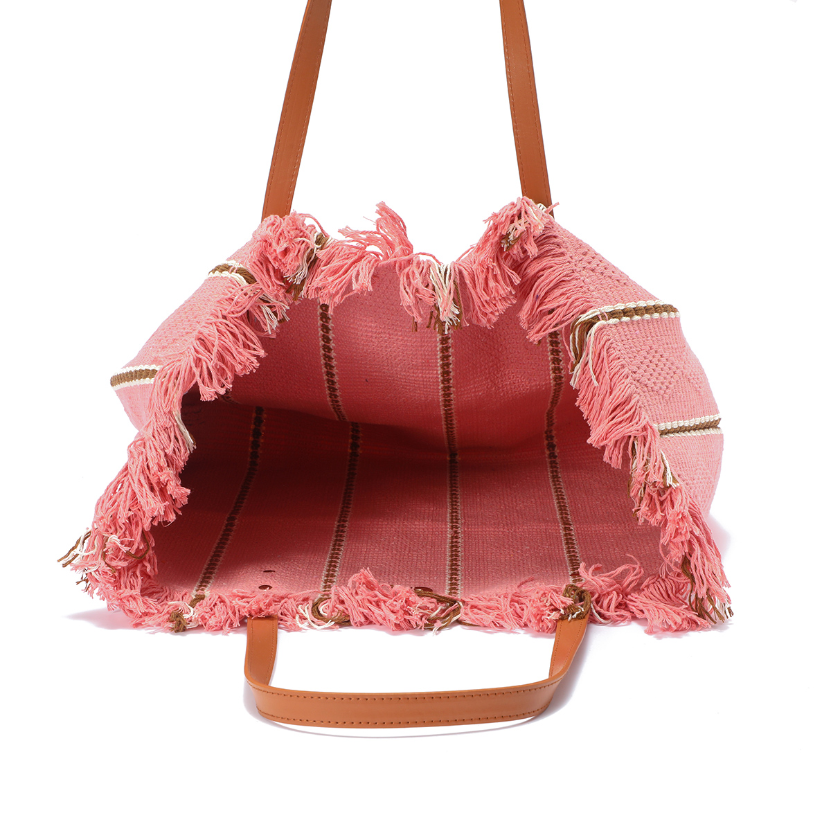 fransen shopper xl – damen tasche baumwolle pink – strandtasche groß mit henkeln