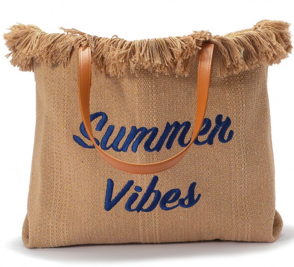 fransen shopper xl – damen tasche baumwolle braun – summer vibes