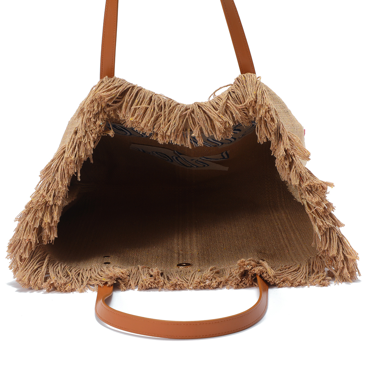 fransen shopper xl – damen tasche baumwolle braun – summer vibes